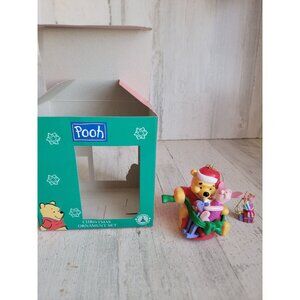 Vintage Winnie Pooh piglet rocking horse me ornament Xmas set